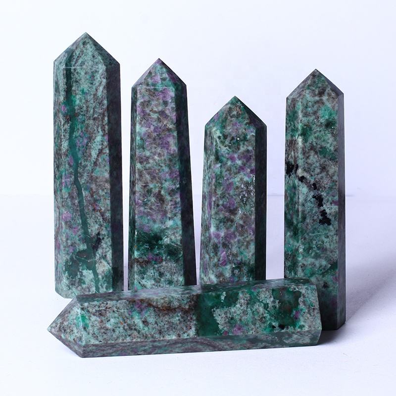 Wholesale Natural Crystal Tower Large Gemstone Wand Healing Big Chinese Ruby Zoisite Tower Quartz Crystal Tower For Decoration