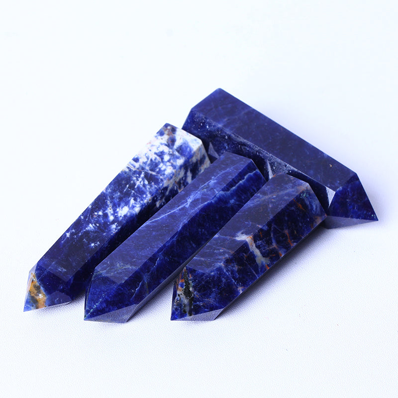 bulk Wholesale Spiritual Quartz Obelisk Healing Stone Tower natural blue sodalite quartz tower crystal Point Wand for decoration