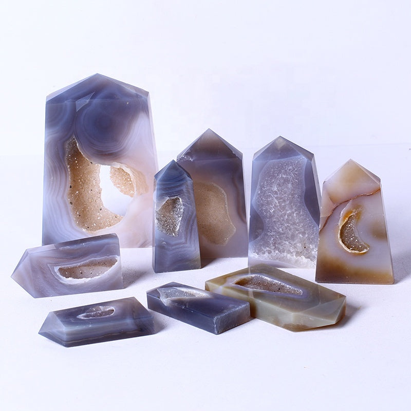 New Arrival Natural Healing Crystal Stone Wand Agate Geode Point Quartz Crystal Tower For Gifts