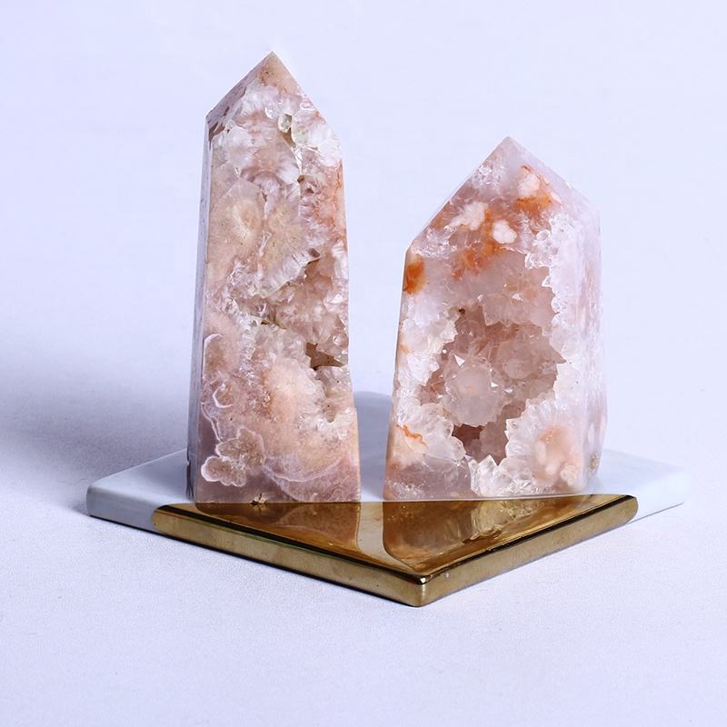 New Arrival Natural Healing Crystal Stone Purpel Wand Pink Agate Geode Point Quartz Crystal Tower For Gifts