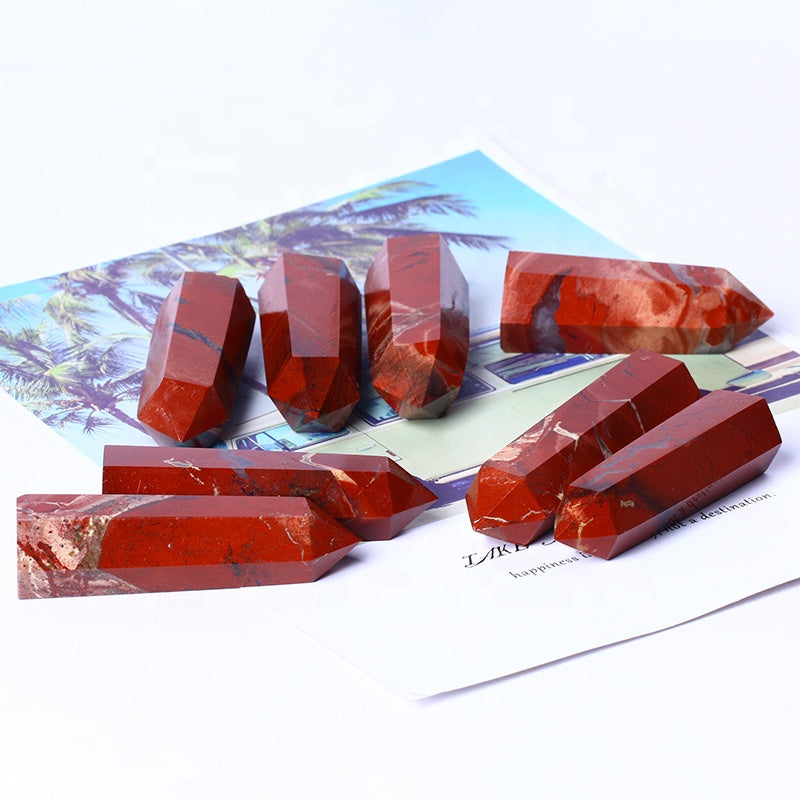Natural Gemstone Wands High Quality Red Jasper Tower Crystal Point Healing Quartz Tower For Decoration