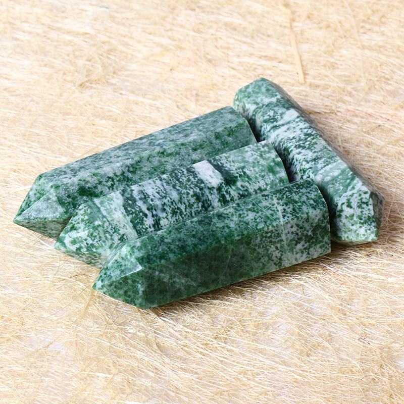 Natural Healing Crystal Wholesale Bulk Gemstone Green Dot Jade Wands Chlorite Crystal Tower For Decoration