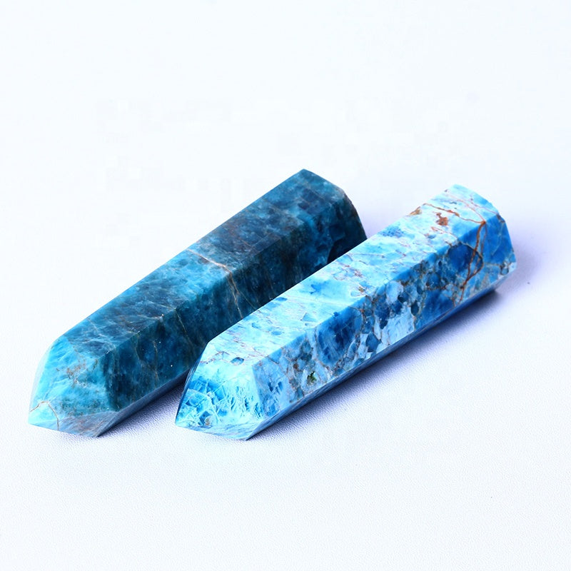 Wholesale Natural Crysta High Quality Quartz Stones Blue Apatite Wand Points For Home Decoration