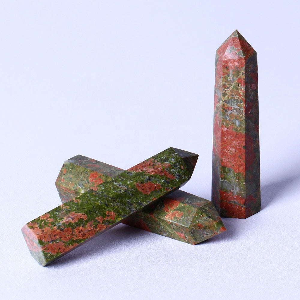 Wholesale bulk Spiritual Quartz Obelisk Healing Stone Tower natural unikite point Towers crystal Point Wand for decoration