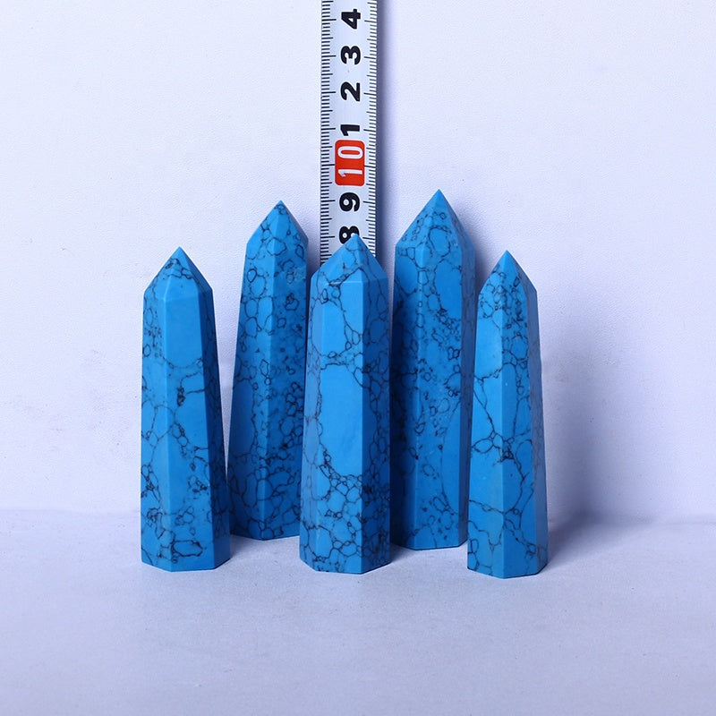 Wholesale Natural Crystal Wand Blue Turquoise Point Quartz Crystal Tower For Healing