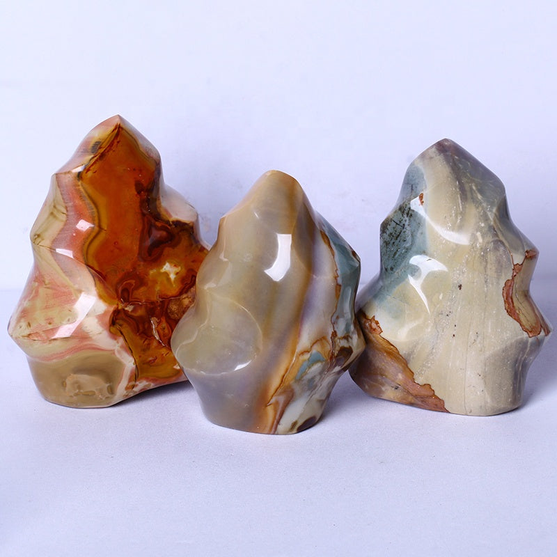 Healing Natural High Quality Crystal Rock Stone Mineral Specimen Rough Polychrome Flame Standing Stone For Home Decoration