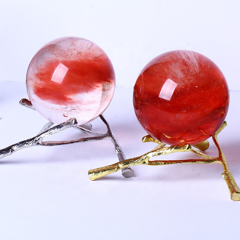Wholesale Healing Crystal Ball Polished Red Smelting Quartz Crystal Sphere Crystal Crafts For Home Decoration