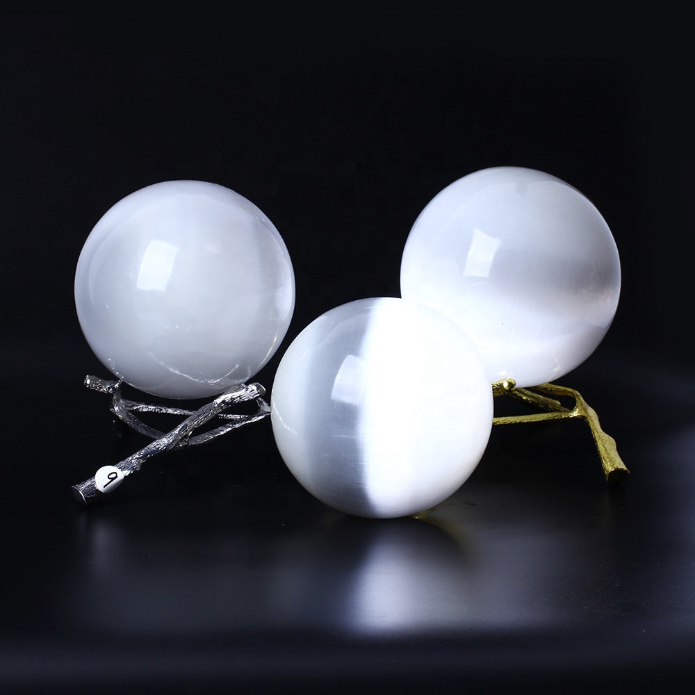 Wholesale Highly Polished Selenite Sphere Gemstone Ball Flash Selenite Sphere Crystal Magic Ball for Healing Home Decoration