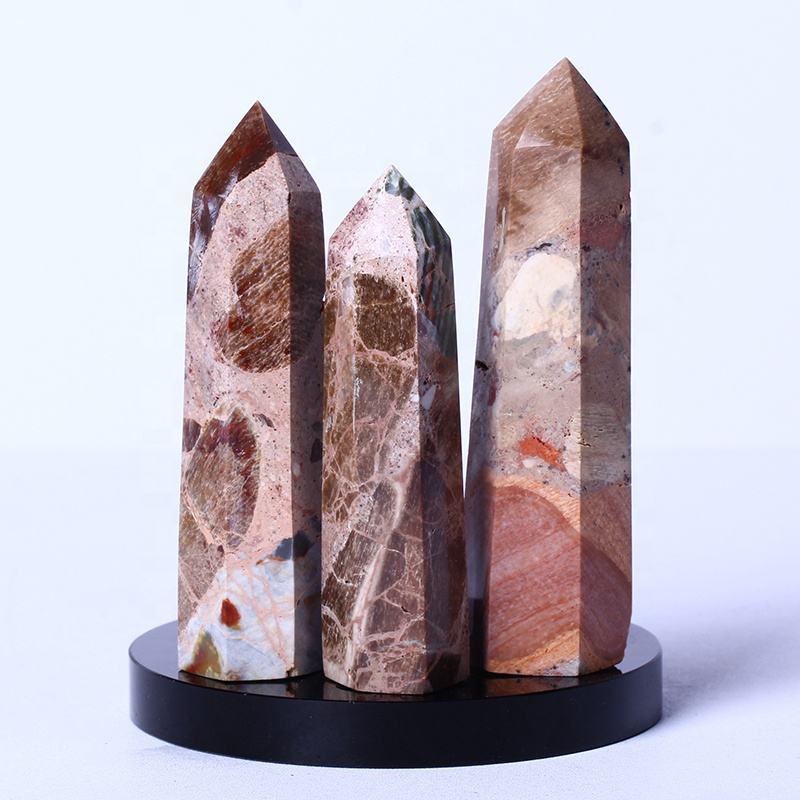 New Arrive High Quality Natural Crystal Wand Picture Jasper Tower Point Mineral Specimens For Decoration