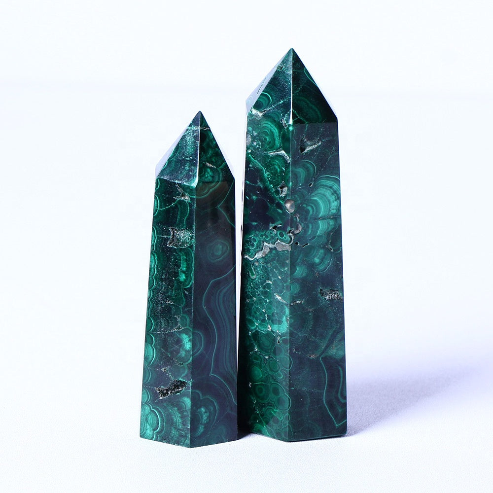 Wholesale Natural Gemstone Wands Polished Crystal Healing Obelisk Raw Malachite Tower Crystal Points For Gift And Decoration