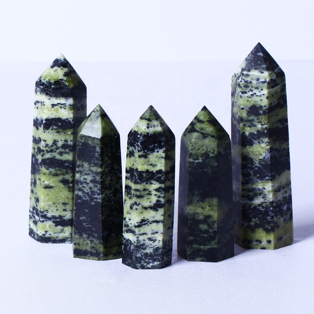 High Quality Wholesale Natural Stones Crystal Healing Point Green And Black Onyx Tower Crafts Crystal Healing Point For Feng Sh