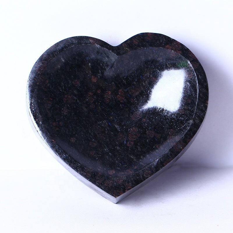 Wholesale Gemstone Hand Carved Healing Pulm Tourmaline Heart Bowl Natural Crystal Bowl For Decoration