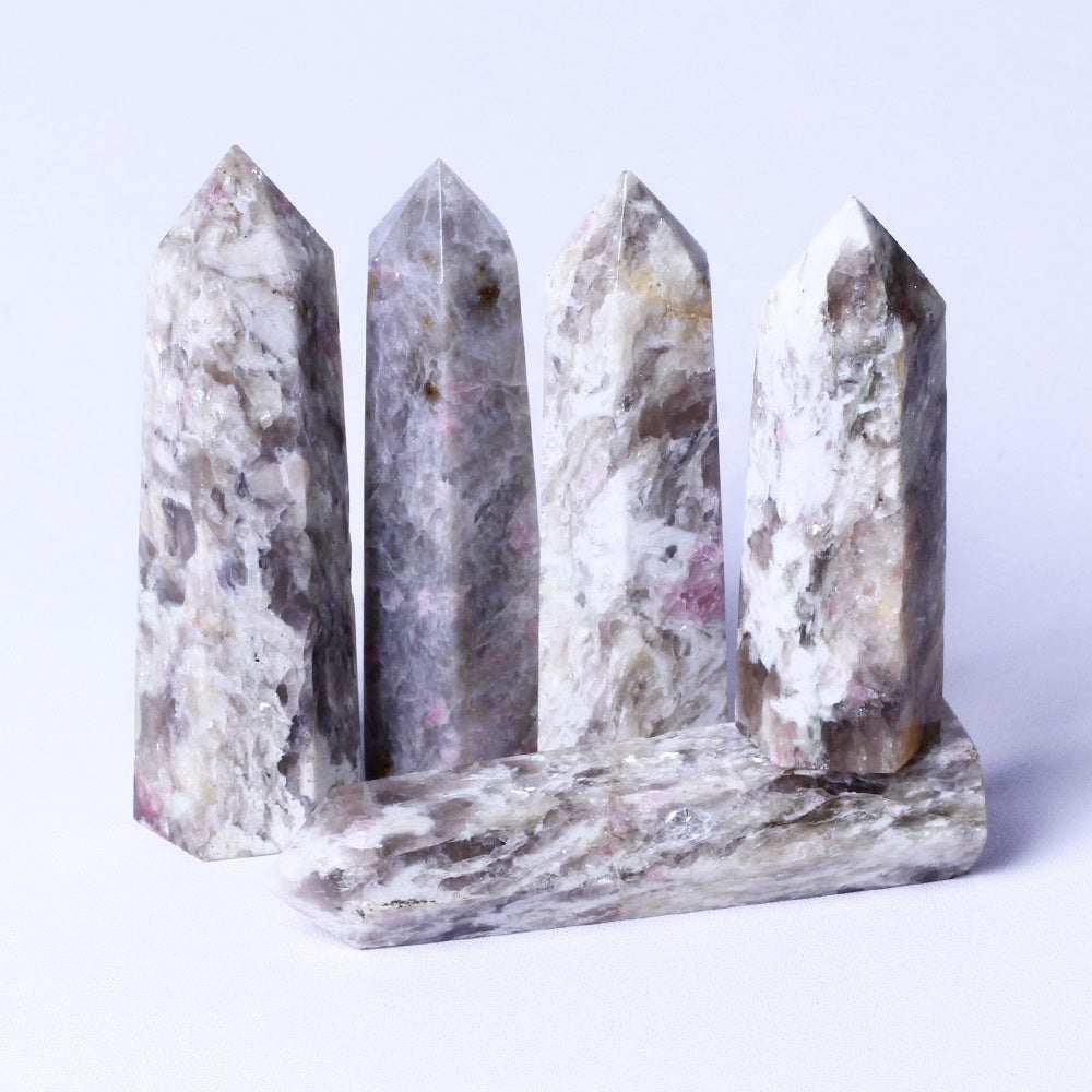 Wholesale Natural Crystal Healing Obelisk Raw Gemstone Wand Pink Tourmaline Tower Crystal Points For Collection