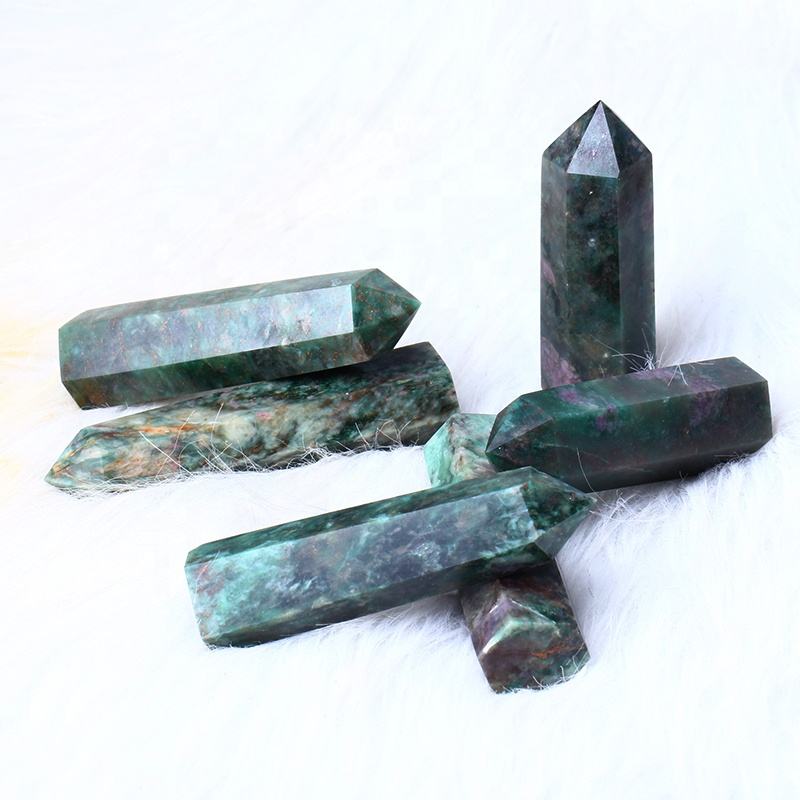 Wholesale Natural Crystal Tower Raw Gemstone Wand Healing Stone Chinese Ruby Zoisite Tower Quartz Crystal Tower For Decoration