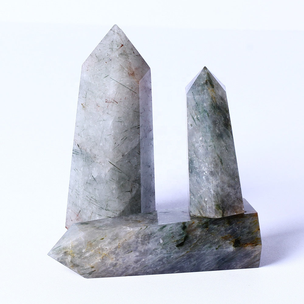 Wholesale Natural Healing Crystal Stones Raw Gemstone Green Black Tourmaline Tower Crystal Crafts Quartz Points For Decoration