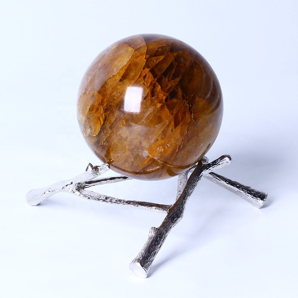 New Arrival Polished Gemstone Sphere Healing Crystal Ball Healer Quartz Spheres for Gift Golden Fire Quartz Home Decoration