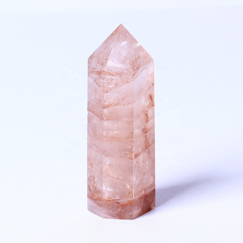 Natural Healing Crystal Stones Red Hematoid Quartz Obelisk Reiki Gemstone Wand Fire Quartz Crystal Tower Point For Decoration