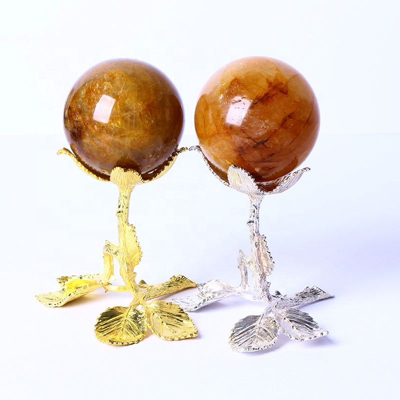 High Quality Wholesale Natural Crystal Crafts Polished Golden Healer Sphere For Healing for Home Decoration