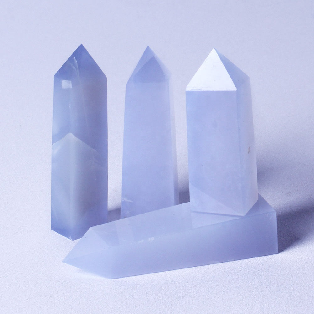 Natural High Quality Wholesale Bulk Natural Quartz Spiritual Healing Gemstone Blue Chalcedony Tower Crystal Magics Stones For H