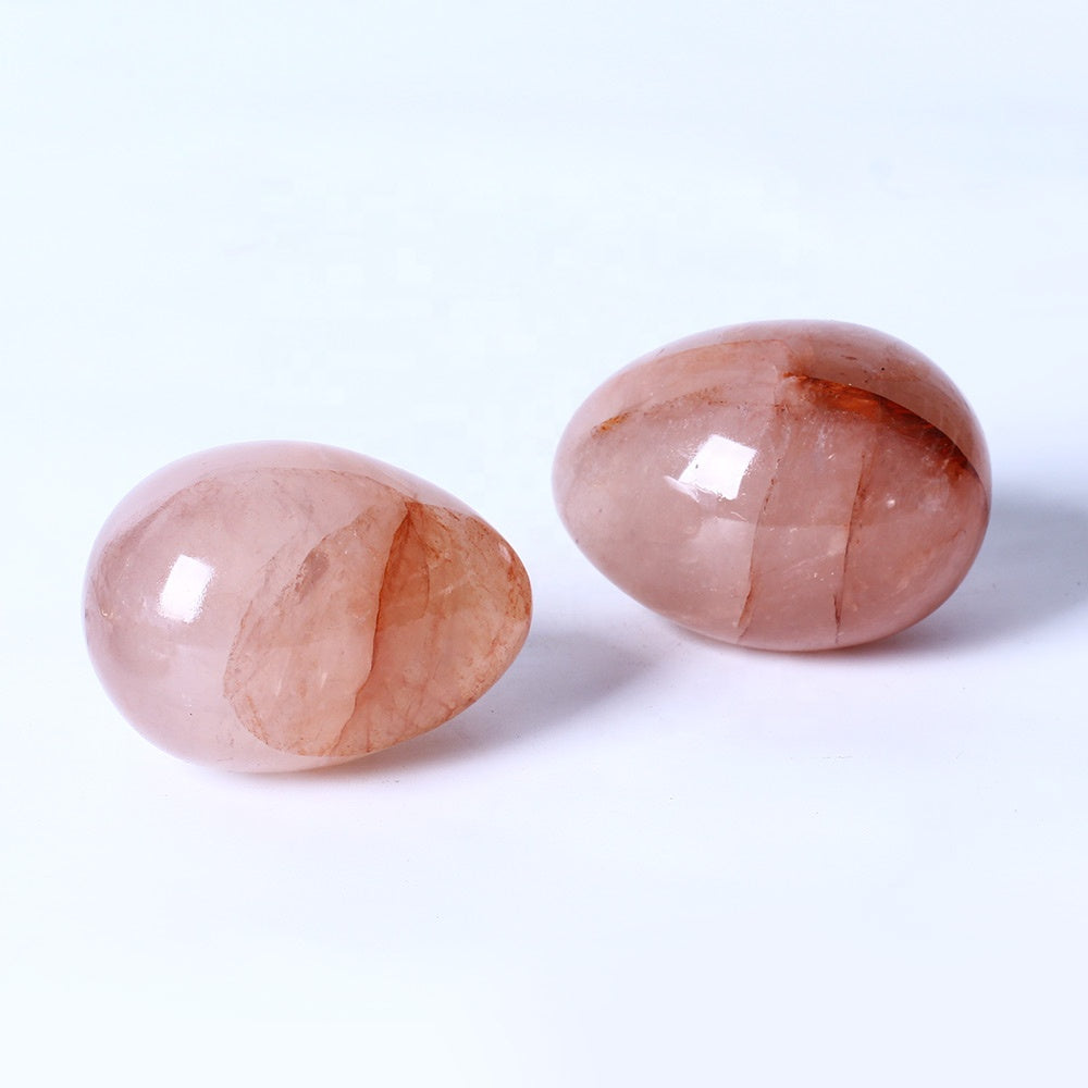 Polished Healing Crystal Stones Hematoid Quartz Eggs Fire Quartz Crystal Natural Gemstone Home Decoration Crystal Image Folk Art