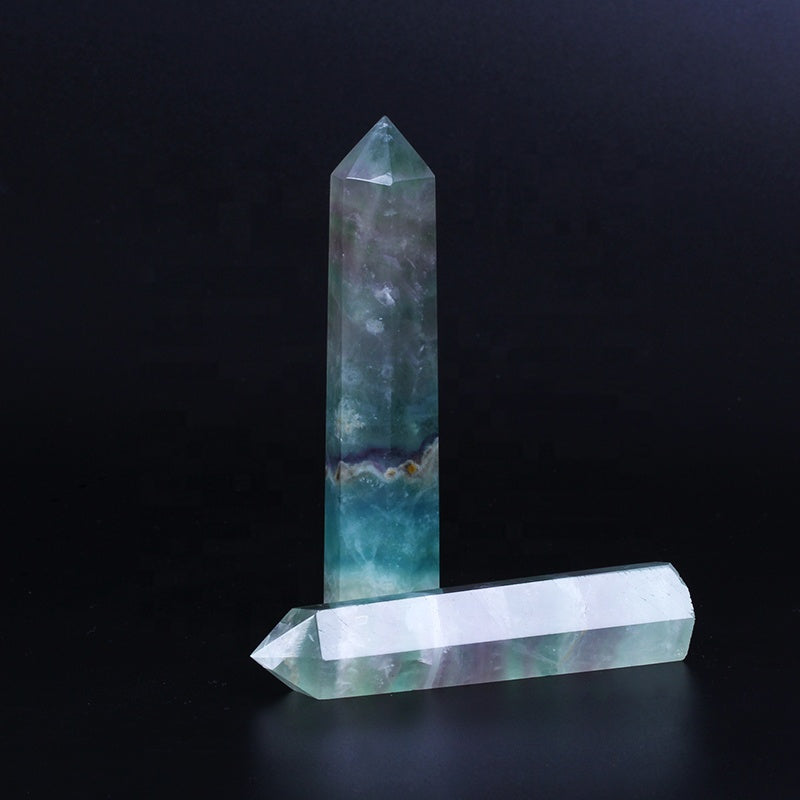 wholesale natural crystal wand rainbow fluorite wand point quartz crystal tower for healing