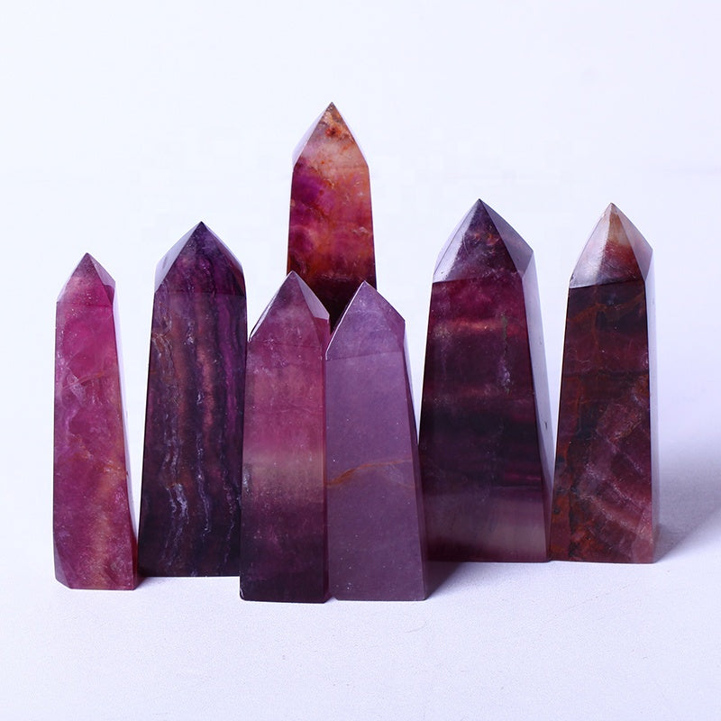 Wholesale Natural Crystal Rainbow Purple Fluorite Tower Point Healing Stone Druzy Gemstone For Home Decoration