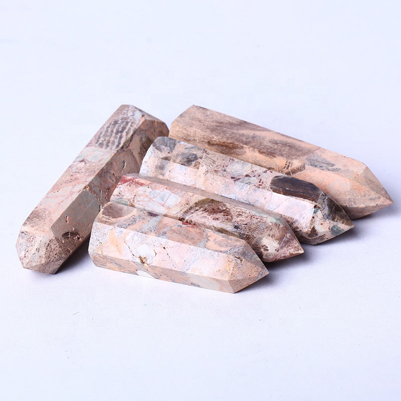 High Quality Natural Crystal Wand Point Picture Jasper Point Pudding Tower Crystal Mineral Specimens For Decoration