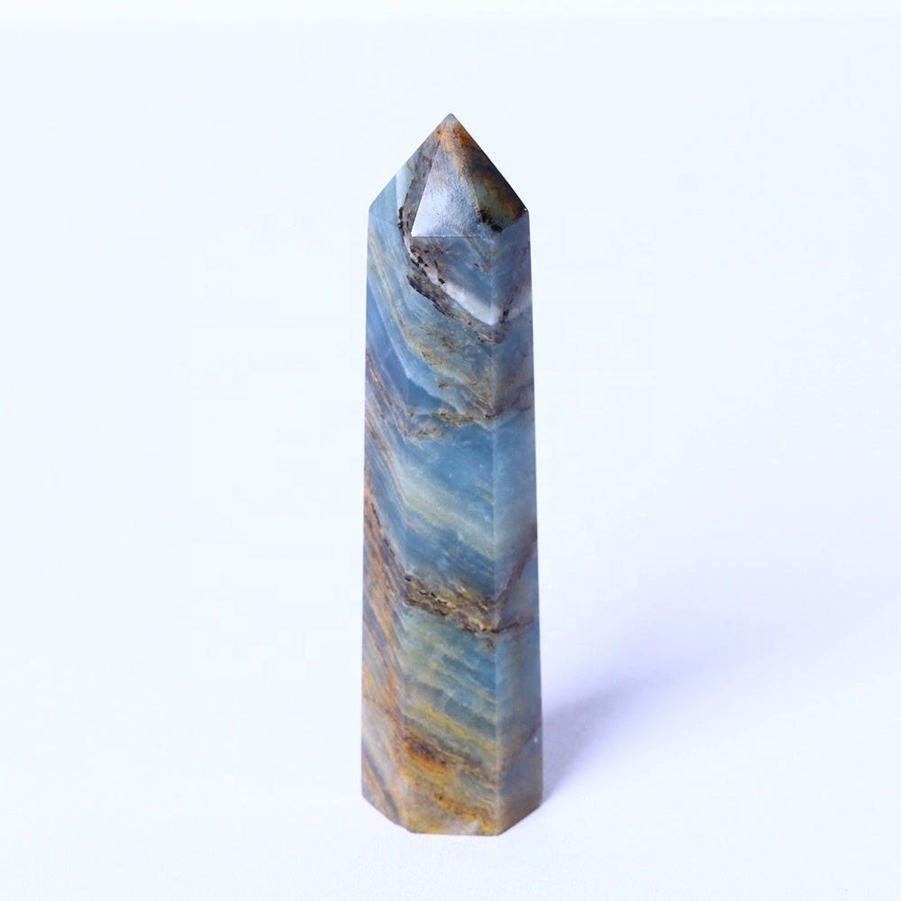 Wholesale Natural Healing Crystal Stones Raw Gemstone Healing Polished Wand Blue Onyx Tower Crystal Crafts Quartz Points For De