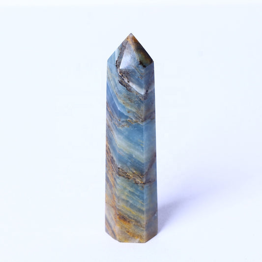 Wholesale Natural Healing Crystal Stones Raw Gemstone Healing Polished Wand Blue Onyx Tower Crystal Crafts Quartz Points For De