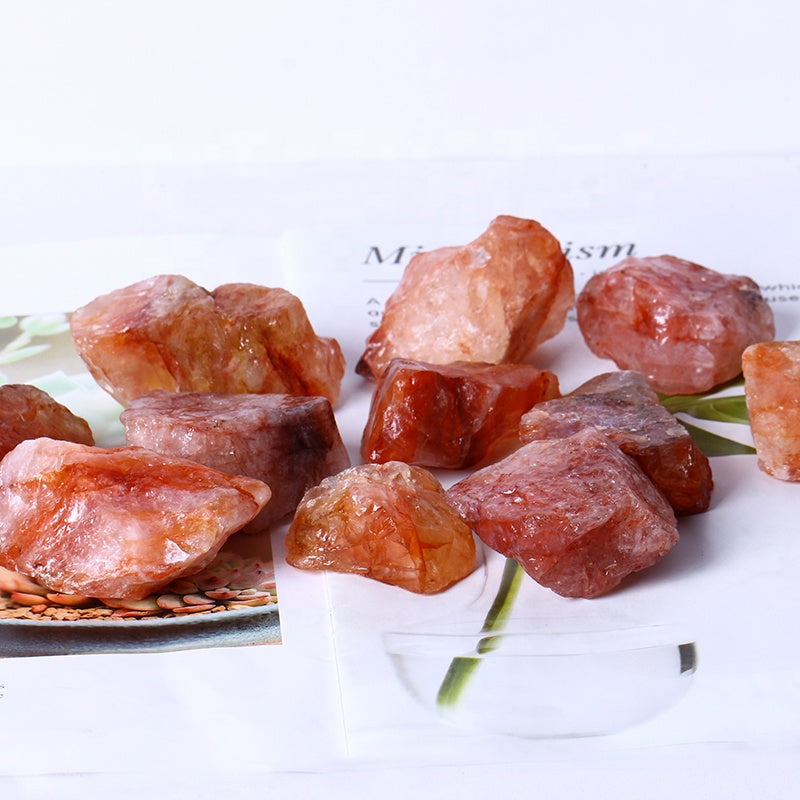 Wholesale Colorful Spiritual Healing Stones Fire Quartz Rough Stone Crystal Home Decoration Rough Image Folk Art GUFAN