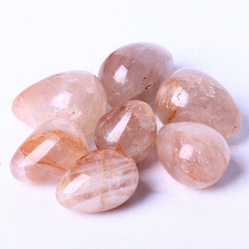 Healing Crystal Reiki Gemstone For Home Decoration Red Fire Quartz Eggs Crystal Spiritual Quartz