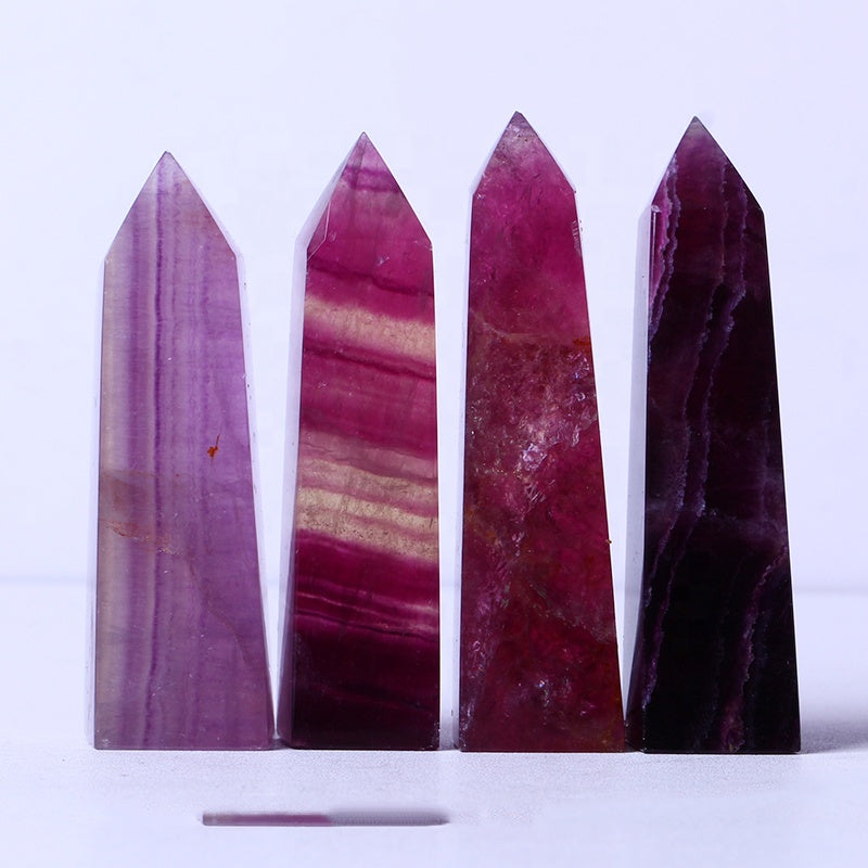 Wholesale Natural Crystal Rainbow Purple Fluorite Tower Point Healing Stone Druzy Gemstone For Home Decoration