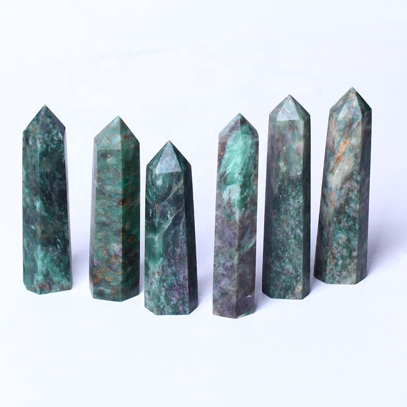 Wholesale Natural Crystal Tower Raw Gemstone Wand Healing Stone Chinese Ruby Zoisite Tower Quartz Crystal Tower For Decoration