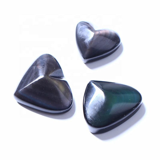 Wholesale High Quality Healing Gemstones Crystal Rainbow Obsidian Heart Natural Sheen Stone For Decoration