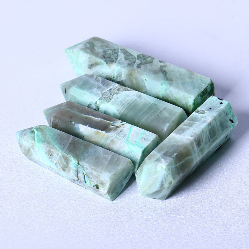 7bulk wholesale natural crystal healing point natural small green moonstone tower crystal healing point for feng shui decoration