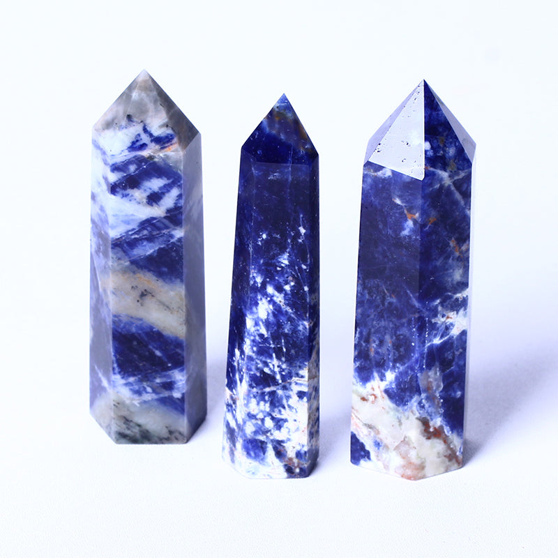 bulk Wholesale Spiritual Quartz Obelisk Healing Stone Tower natural blue sodalite quartz tower crystal Point Wand for decoration