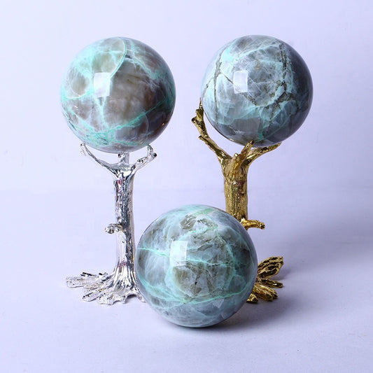 Wholesale Polished Healing Quartz Crystal ball High Quality Natural Gemstone Green Moonstone Crystal Spheres For Decoration