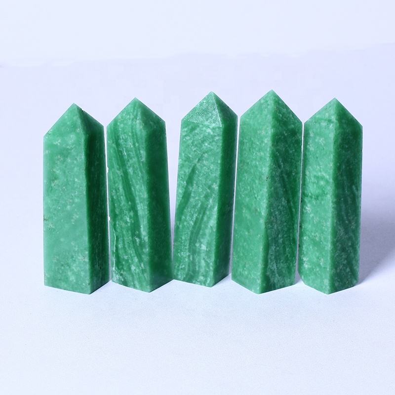 Wholesale Bulk Natural Crystals Healing Stones High Quality Green Ice Jade Tower Spiritual Quartz Wand Point For Home Decoration
