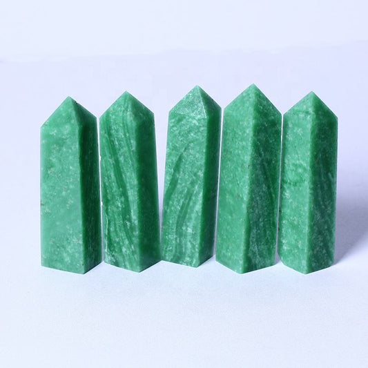 Wholesale Bulk Natural Crystals Healing Stones High Quality Green Ice Jade Tower Spiritual Quartz Wand Point For Home Decoration