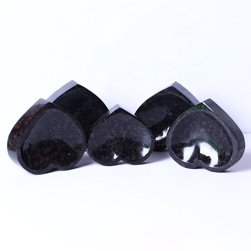Wholesale Gemstone Hand Carved Healing Pulm Tourmaline Heart Bowl Natural Crystal Bowl For Decoration