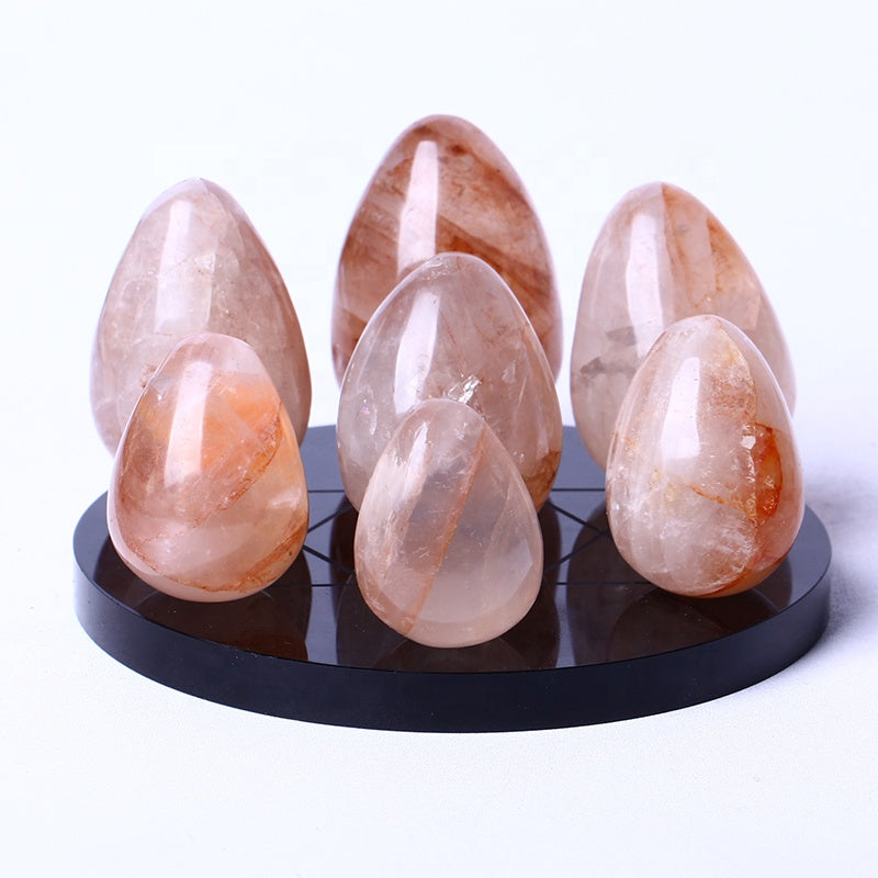 Healing Crystal Reiki Gemstone For Home Decoration Red Fire Quartz Eggs Crystal Spiritual Quartz