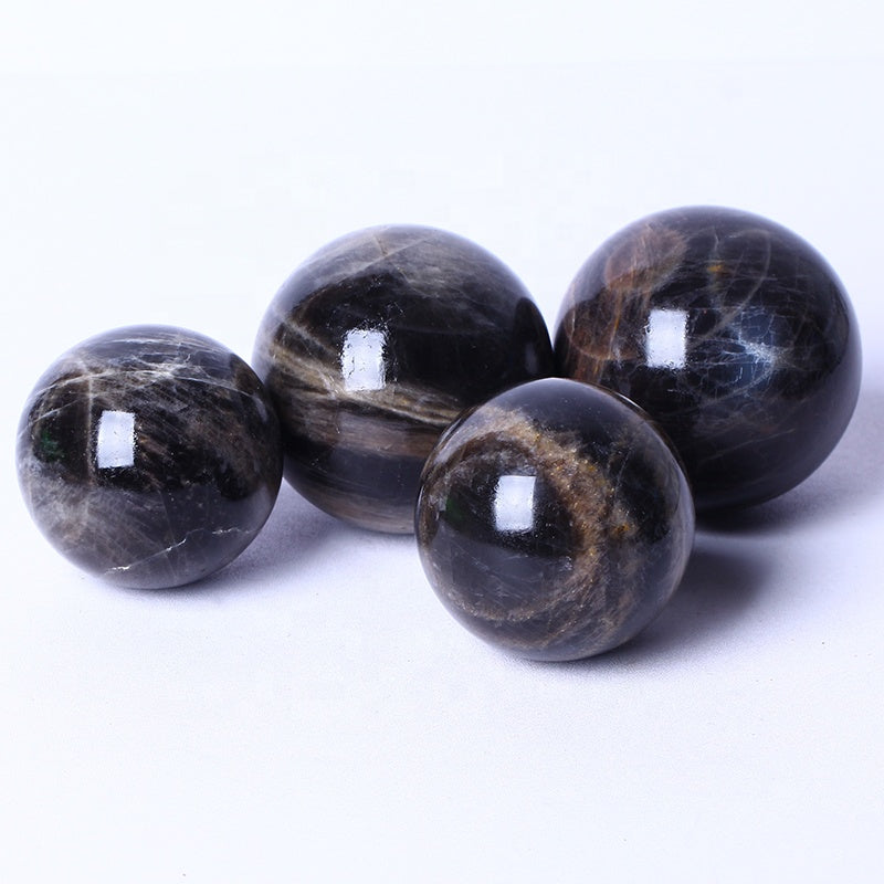 Wholesale Natural Gemstone Healing Stones Crystal Balls Black Moonstone Spheres Polished For Decoration