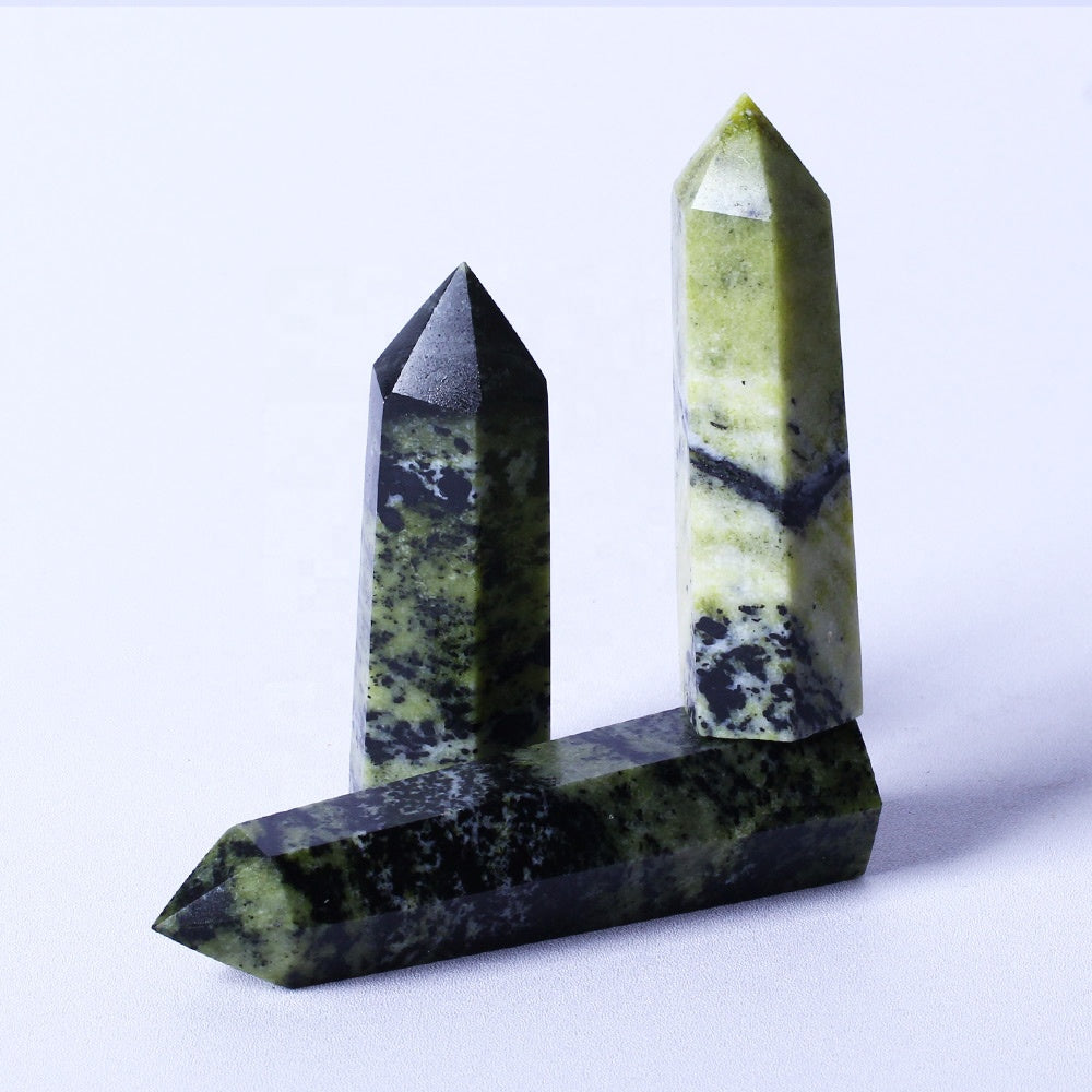 High Quality Wholesale Natural Stones Crystal Healing Point Green And Black Onyx Tower Crafts Crystal Healing Point For Feng Sh