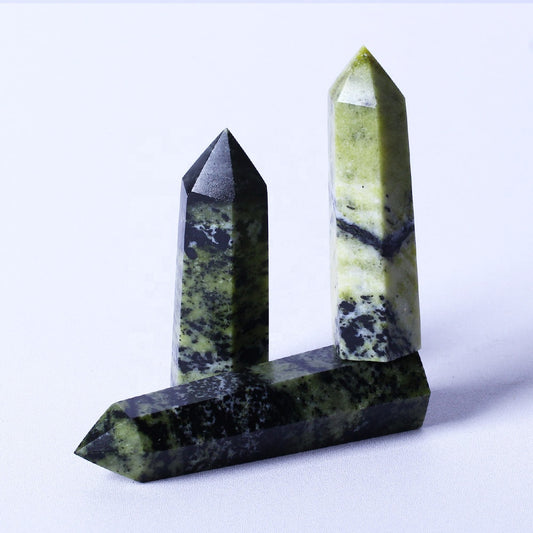 High Quality Wholesale Natural Stones Crystal Healing Point Green And Black Onyx Tower Crafts Crystal Healing Point For Feng Sh