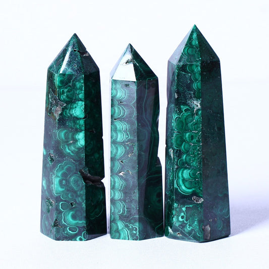 Wholesale Natural Gemstone Wands Polished Crystal Healing Obelisk Raw Malachite Tower Crystal Points For Gift And Decoration