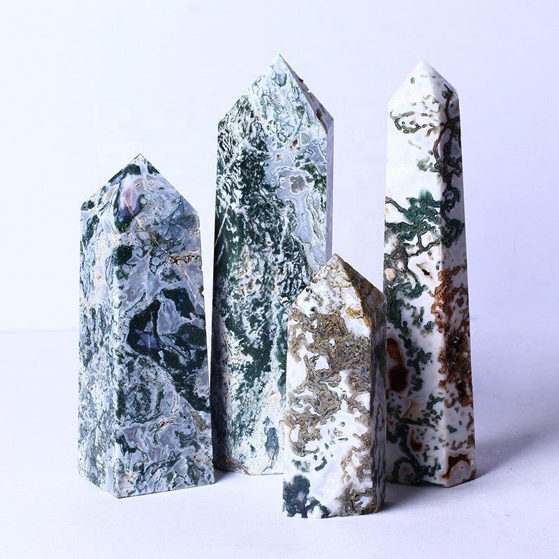 Wholesale High Quality Natural Quartz Points Wand Rock Crystal Moss Agate Towers Single Points For Healing