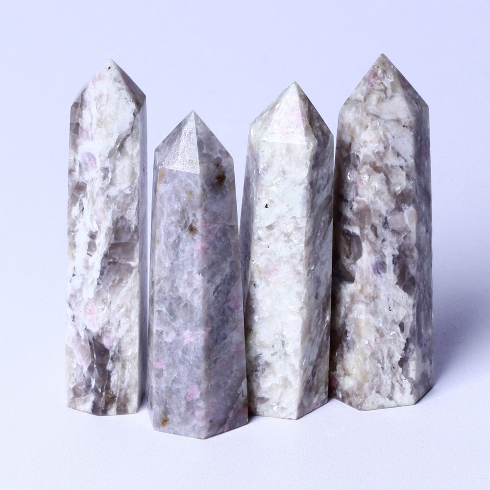 Wholesale Natural Crystal Healing Obelisk Raw Gemstone Wand Pink Tourmaline Tower Crystal Points For Collection