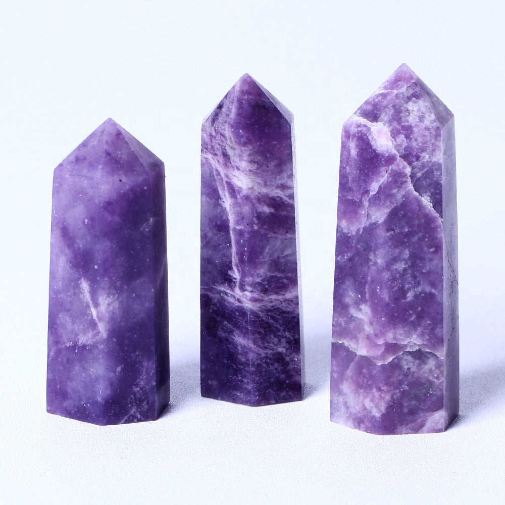 6bulk wholesale crystal craft folk craft crystals healing point natural lepidolite crystal healing point for feng shui decoration
