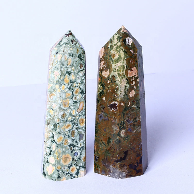 Wholesale bulk Spiritual Quartz Obelisk Healing Stone Tower Green strawberry quartz Towers Point Wand for decoration