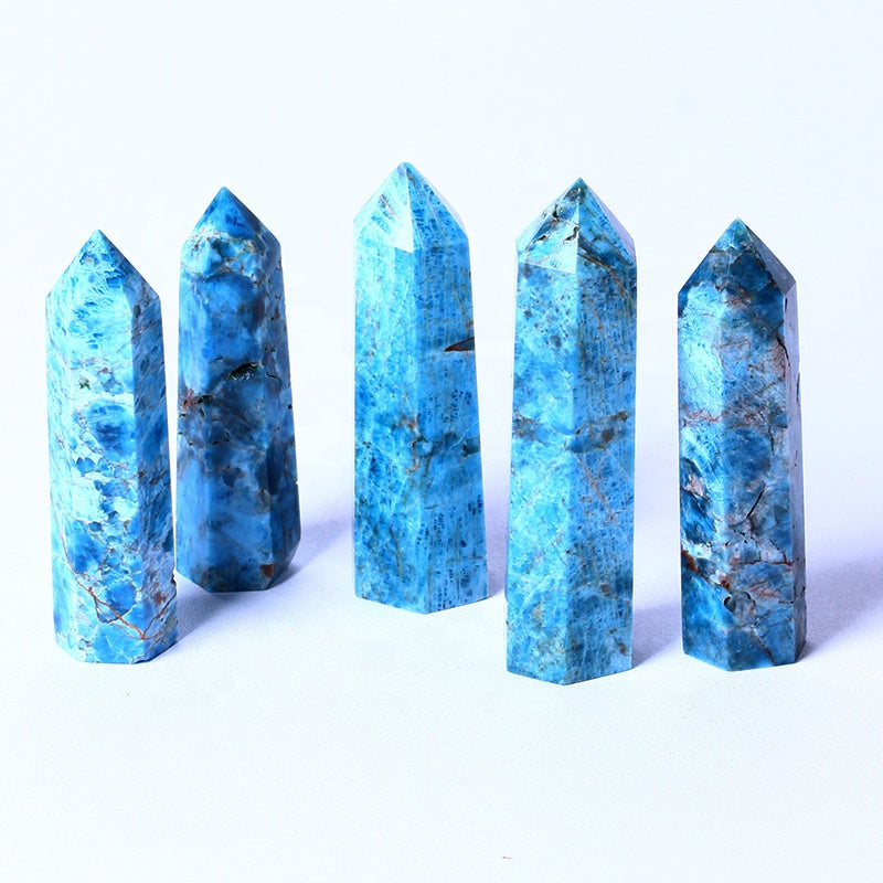 Wholesale Natural Crysta High Quality Quartz Stones Blue Apatite Wand Points For Home Decoration
